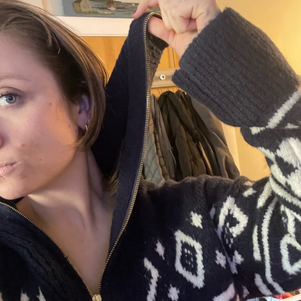 Relaxed half-zip sweater in geometric knit - Picture 6 of 7